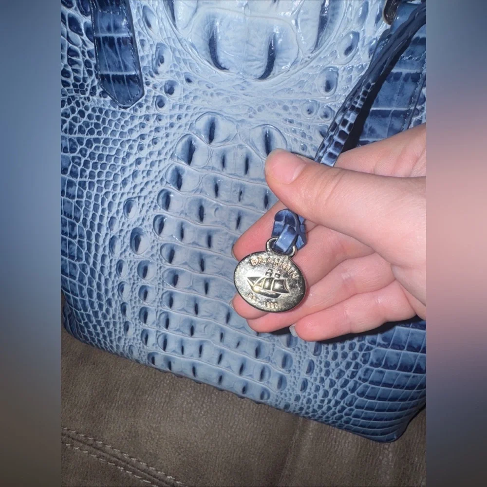 Brahmin Blue Crocodile Embossed Satchel - Picture 5 of 8